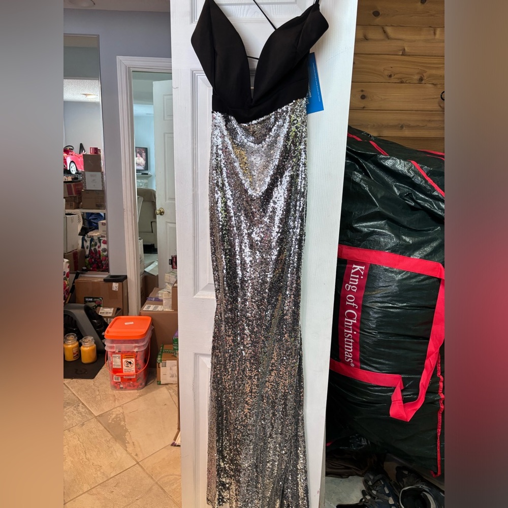 Prom Girl Black & sequin mermaid gown